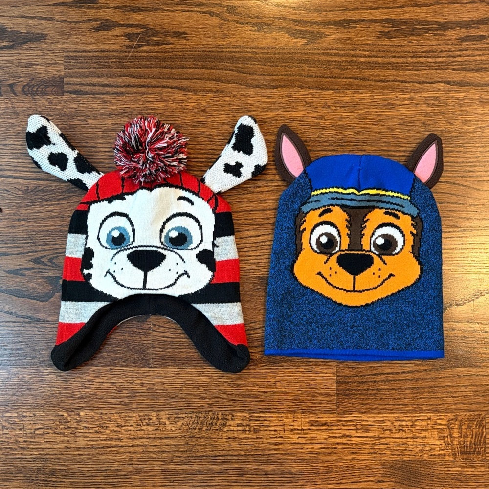 Bundle of Nickelodeon Paw Patrol Kids Hats - Chase and Marshall Characters